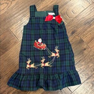 Rare Editions Girls Vintage Tartan Plaid Bow Christmas Dress